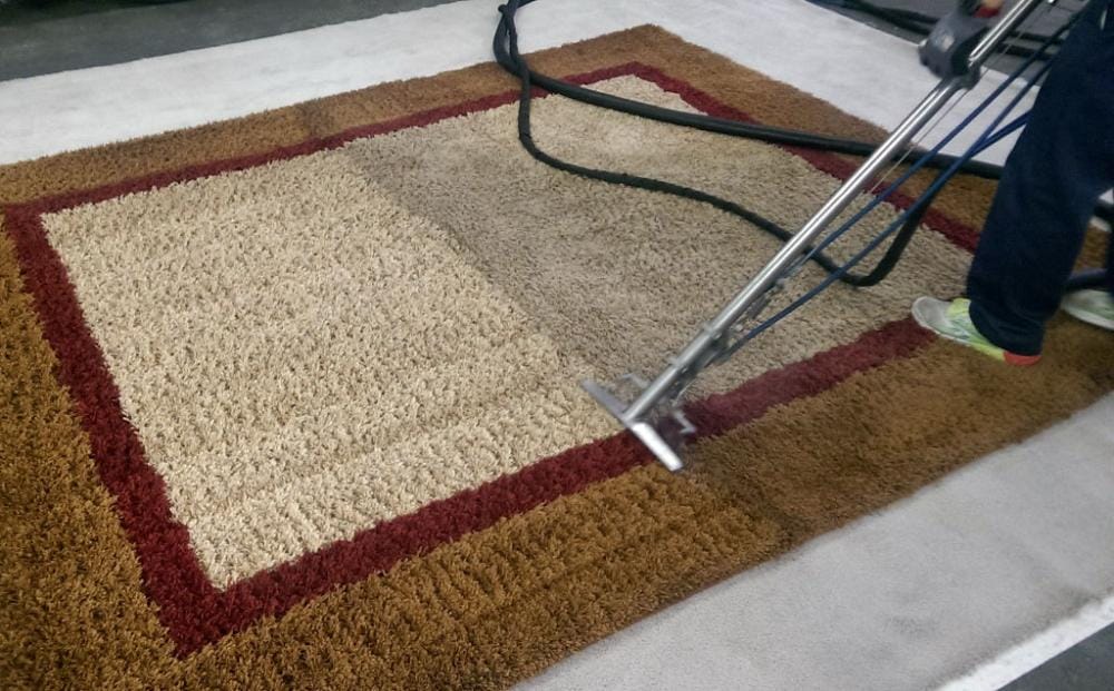 Rug cleaning underway at the Premier Rug Cleaning facility