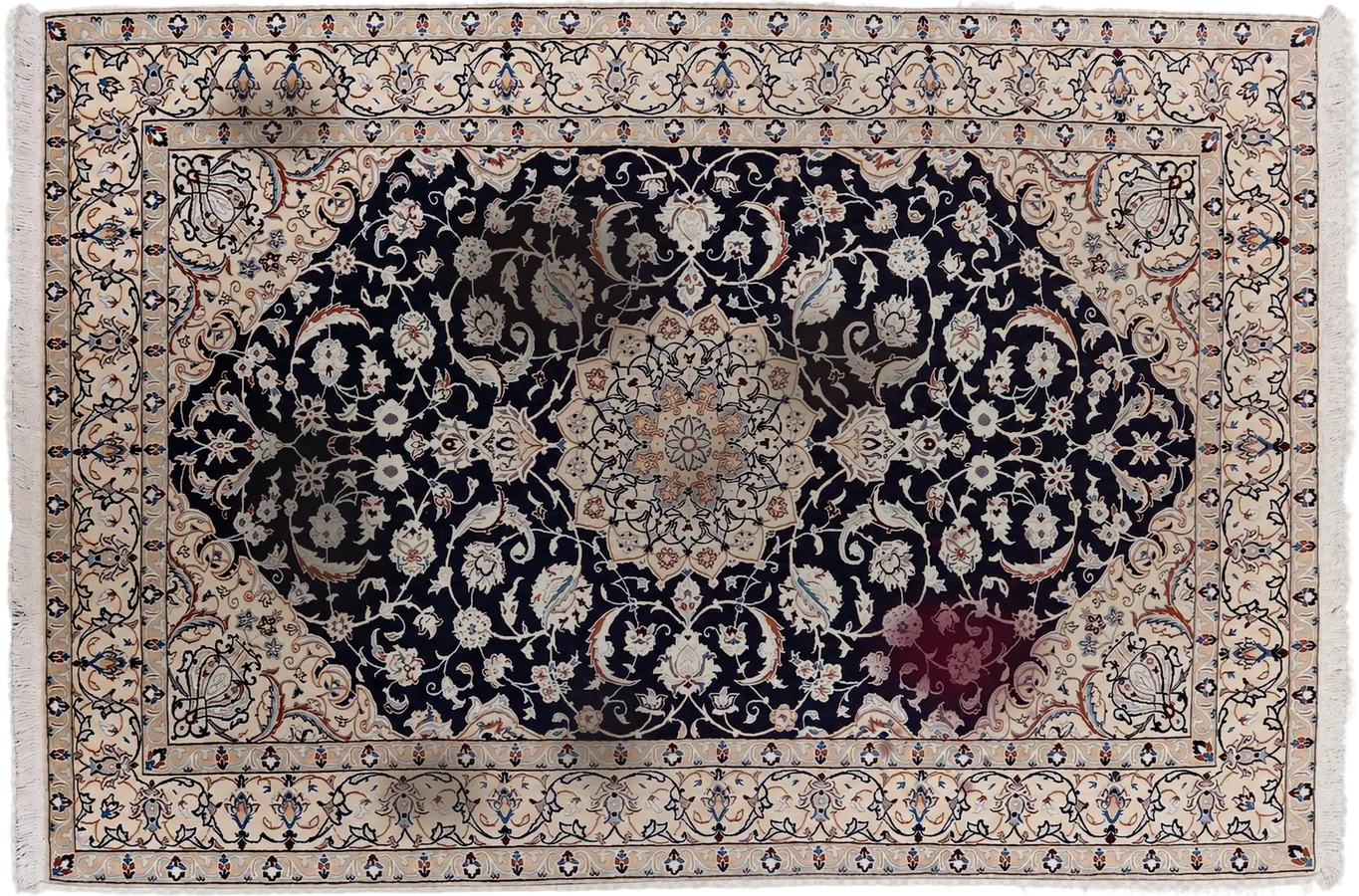 A naturally soiled Persian rug ready for specialist cleaning