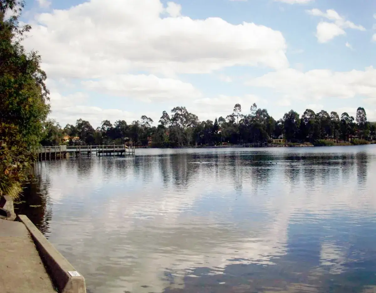 The lake at Forest Lake ringed by parkland