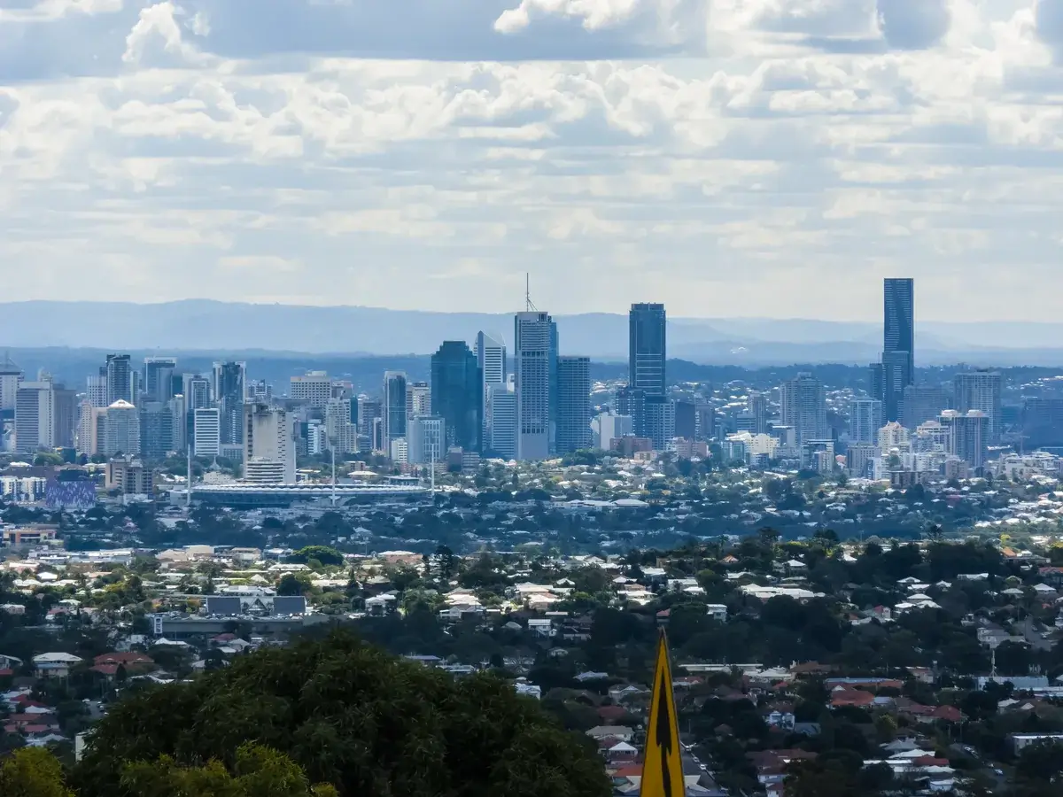 The city skyline seen from the Mount Gravatt lookout