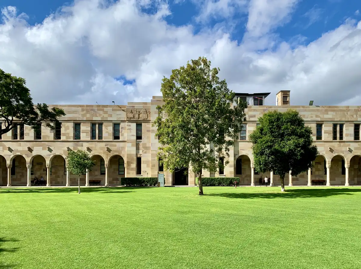 The sandstone Steele Building on the Great Court at the University of Queensland