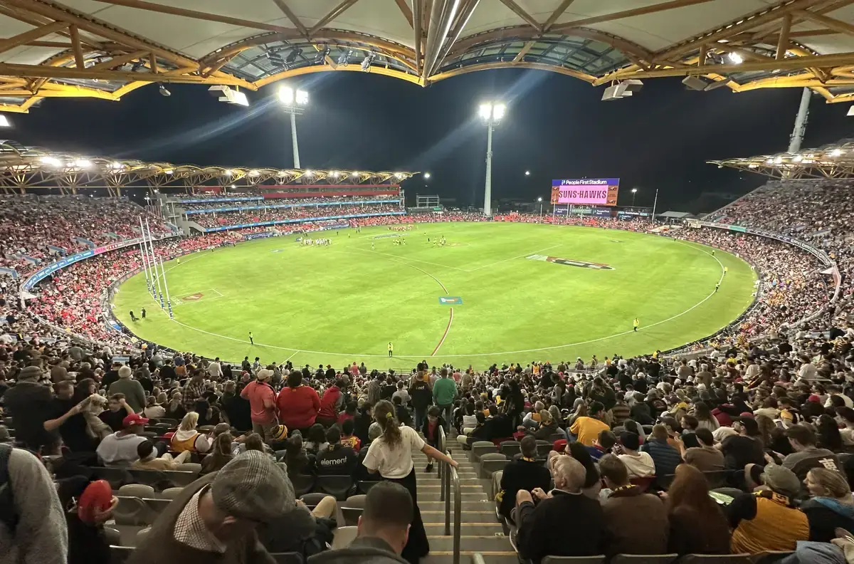 An AFL match under way at the Carrara stadium