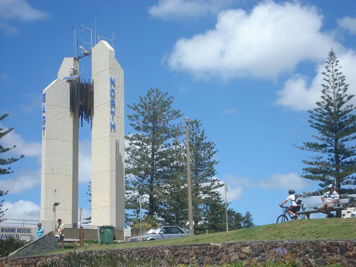 The Point Danger lighthouse on its headland at Tweed Heads