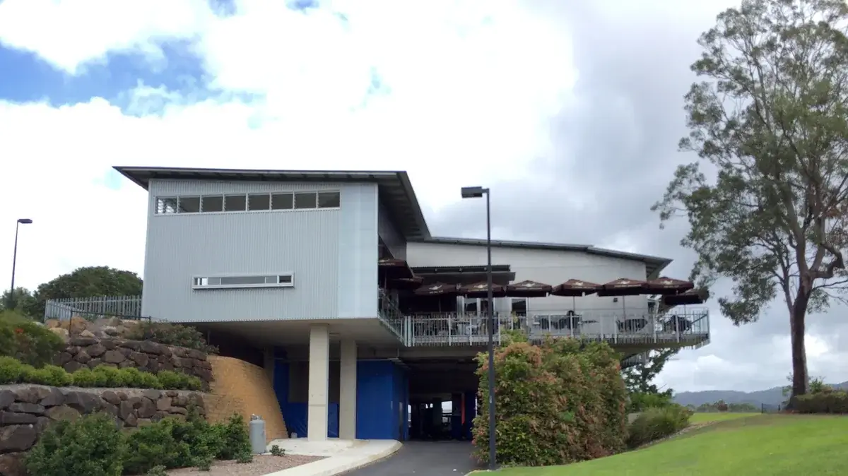 The Tweed Regional Gallery building overlooking the valley