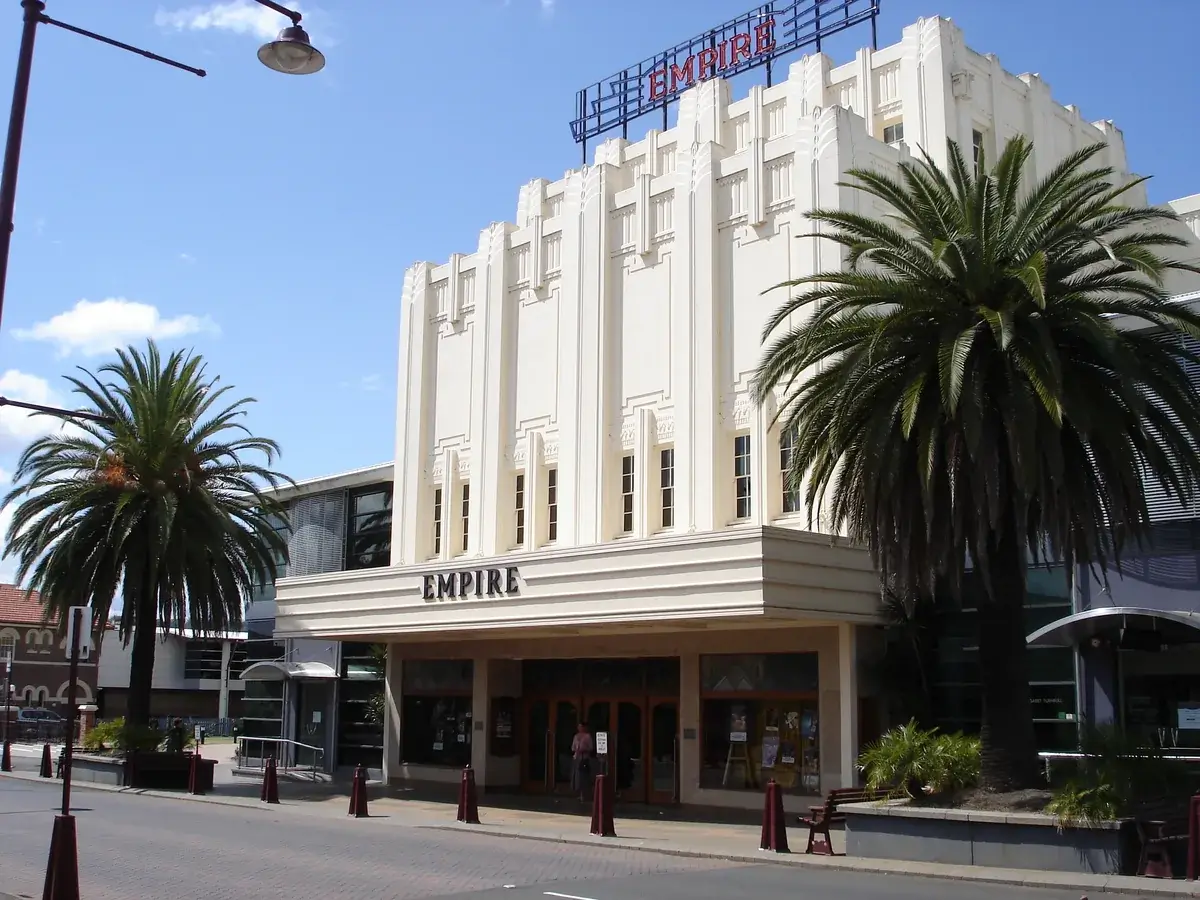 The art deco facade of the Empire Theatre