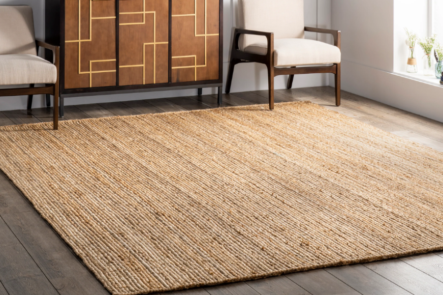 Natural jute rug in a living room